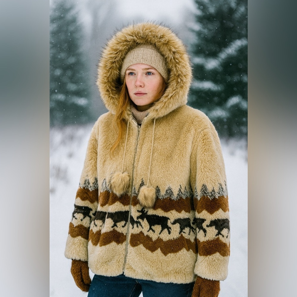 Vintage women’s northern life styles Canada faux fur jacket medium EUC